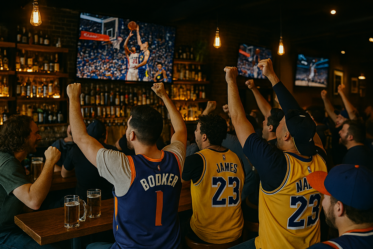 NBA 球迷在體育酒吧觀看比賽